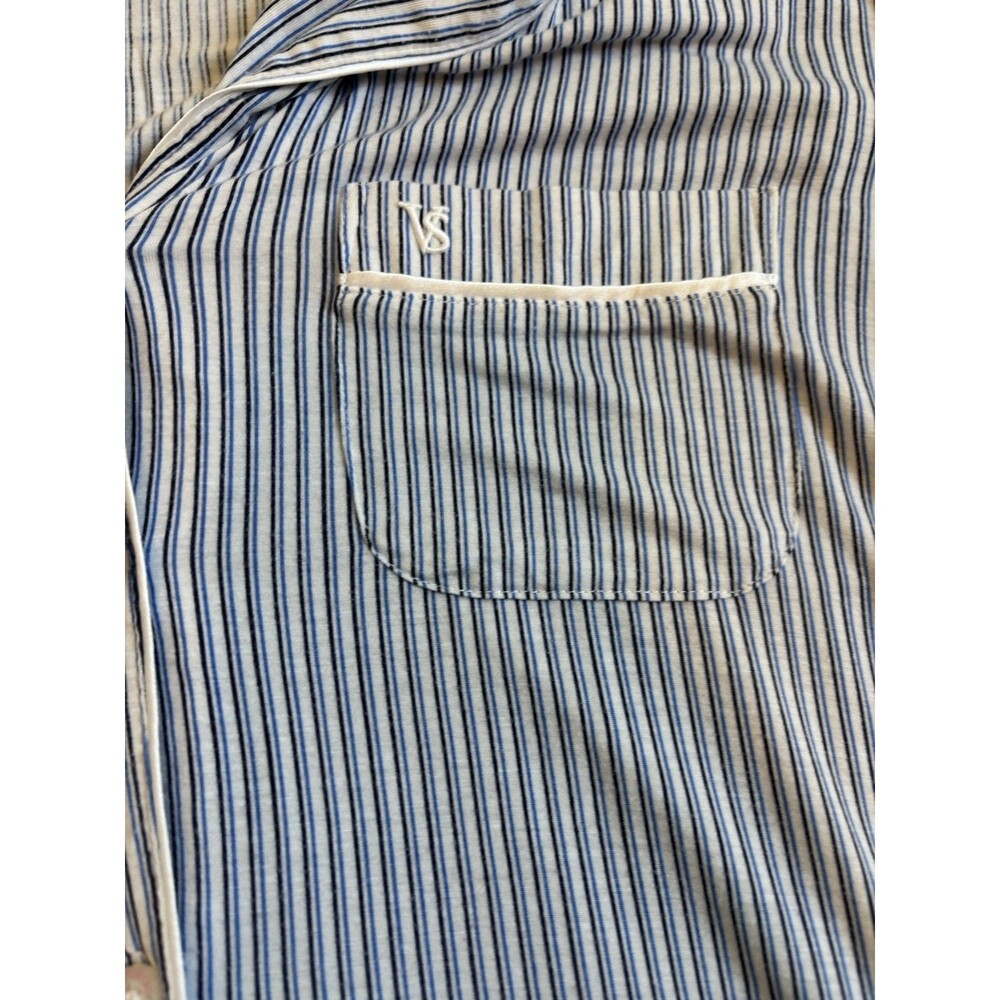 Victoria Secret Modal Soft Easy Fit Shorts Pajama Set M Blue Variegated Stripe - Picture 3 of 4